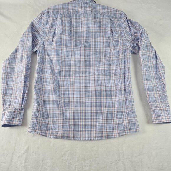 Tommy Hilfiger Shirt Men's Size L 16 34/35 Blue Plaid Wrinkle Free Long Sleeve - Picture 2 of 10